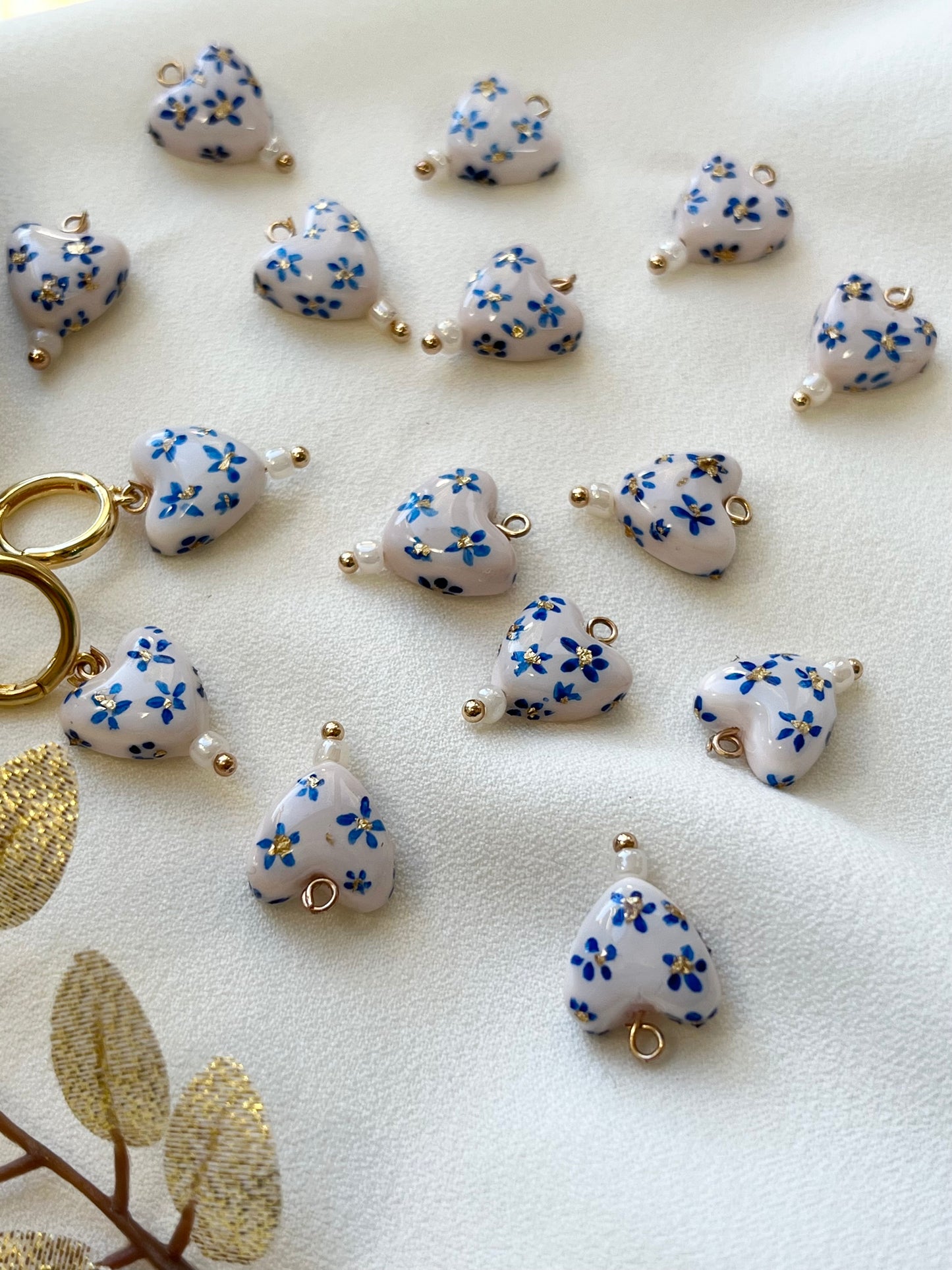 Polymer Clay Hand painted Hearts