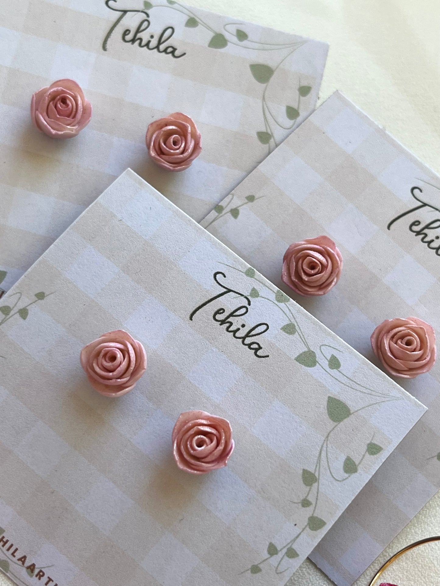 Polymer Clay | English Rose Studs | Hypoallergenic