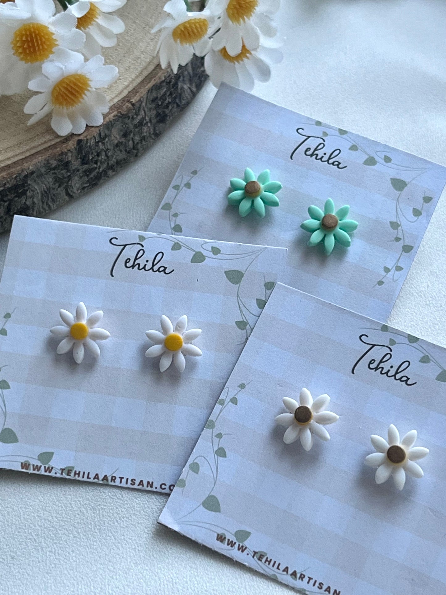 Polymer Clay | Daisy Studs | Hypoallergenic