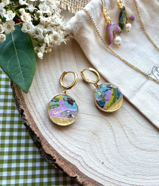 Geode & Pearls Collection |Polymer Clay Earrings