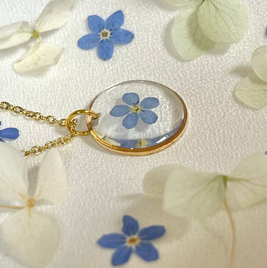 Pressed Flowers | Forget Me Not Flowers| Gold plated