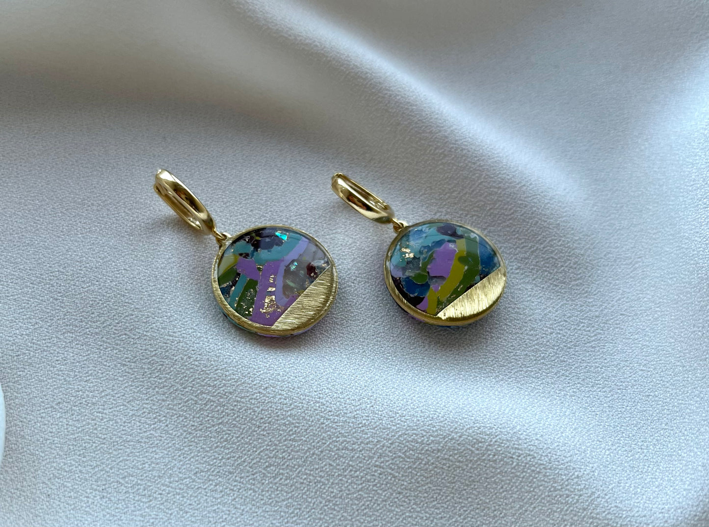 Geode & Pearls Collection |Polymer Clay Earrings