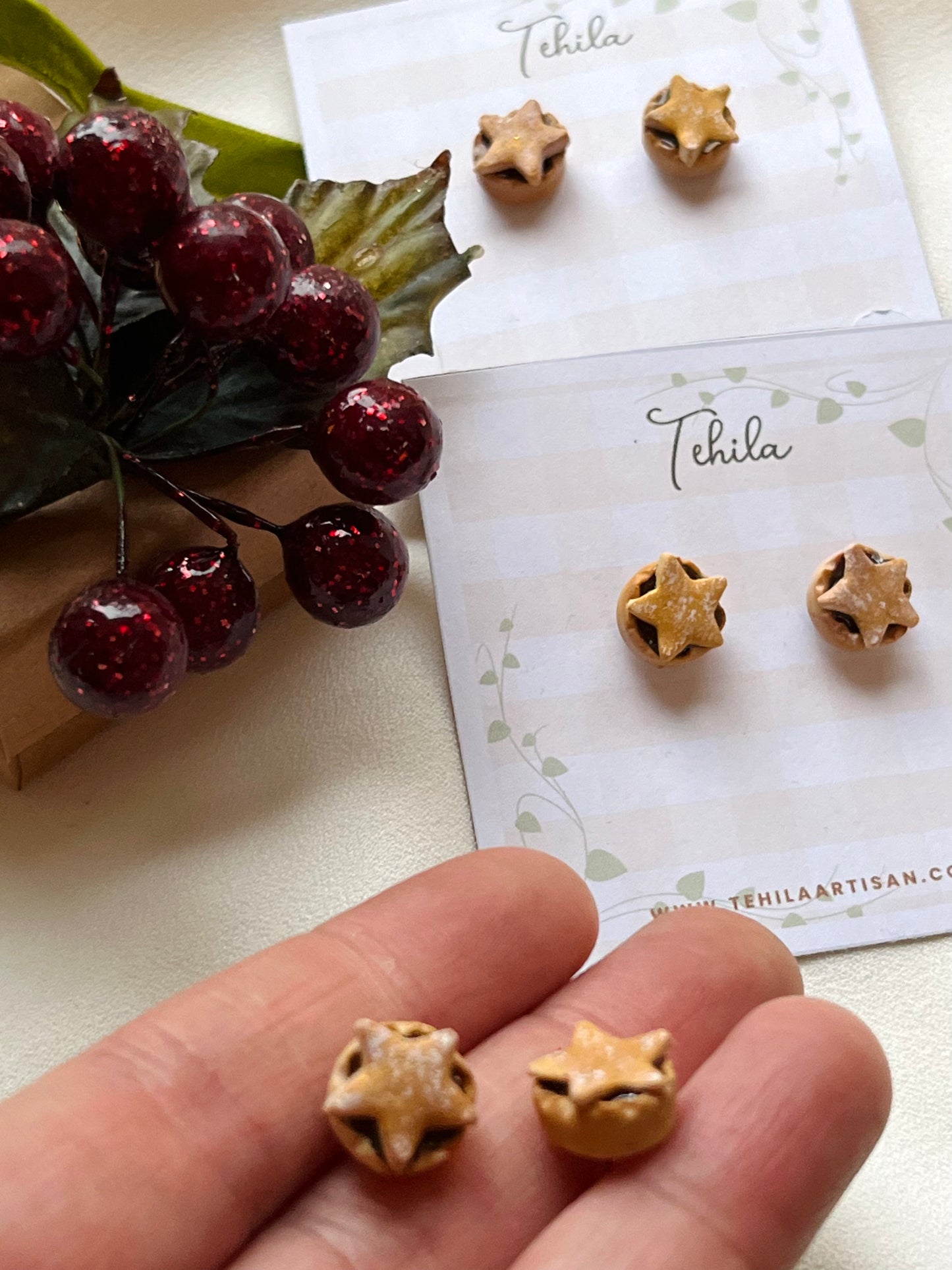 Polymer Clay Mince Pie Earrings