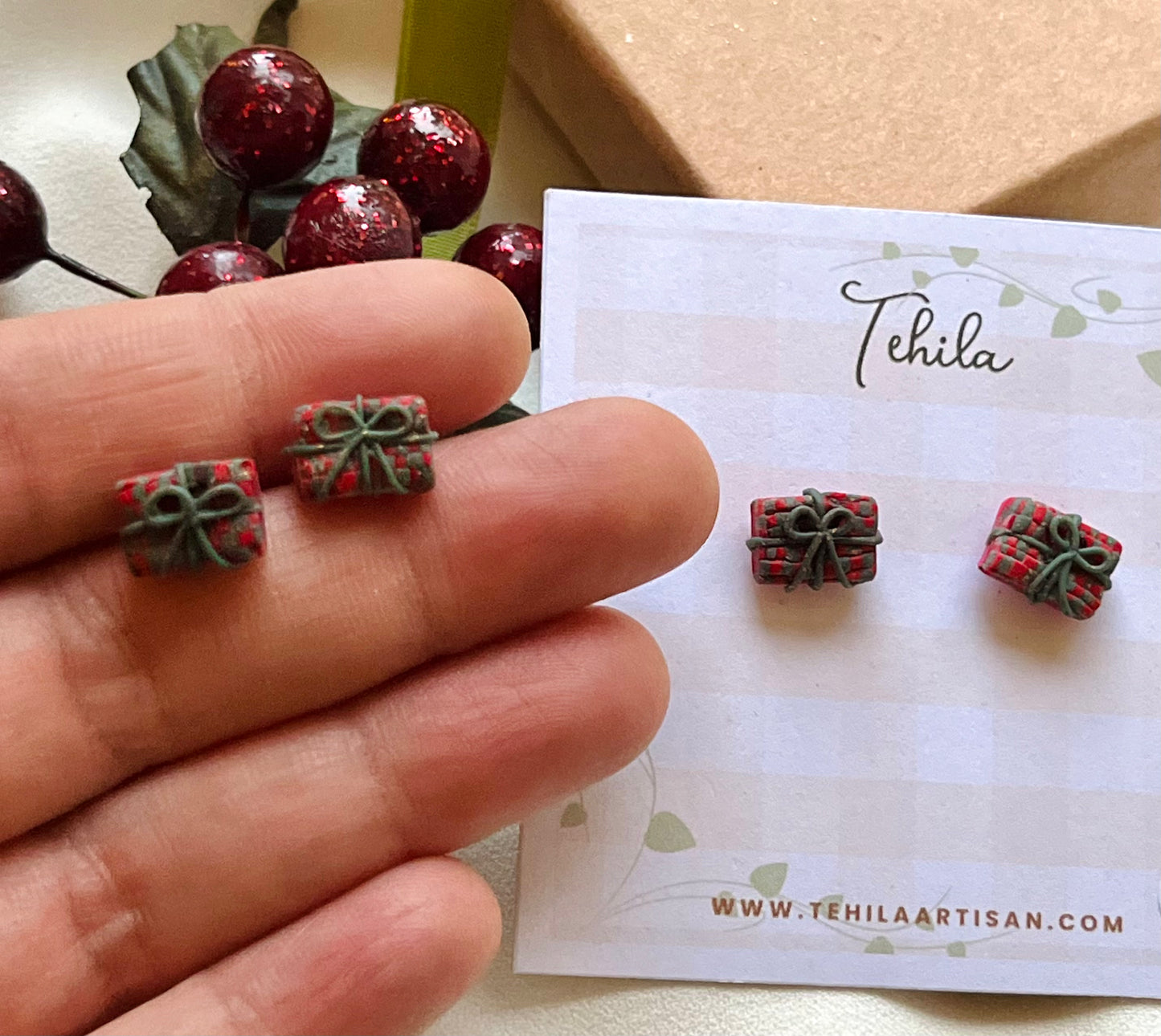 Polymer Clay| Tartan gift Studs