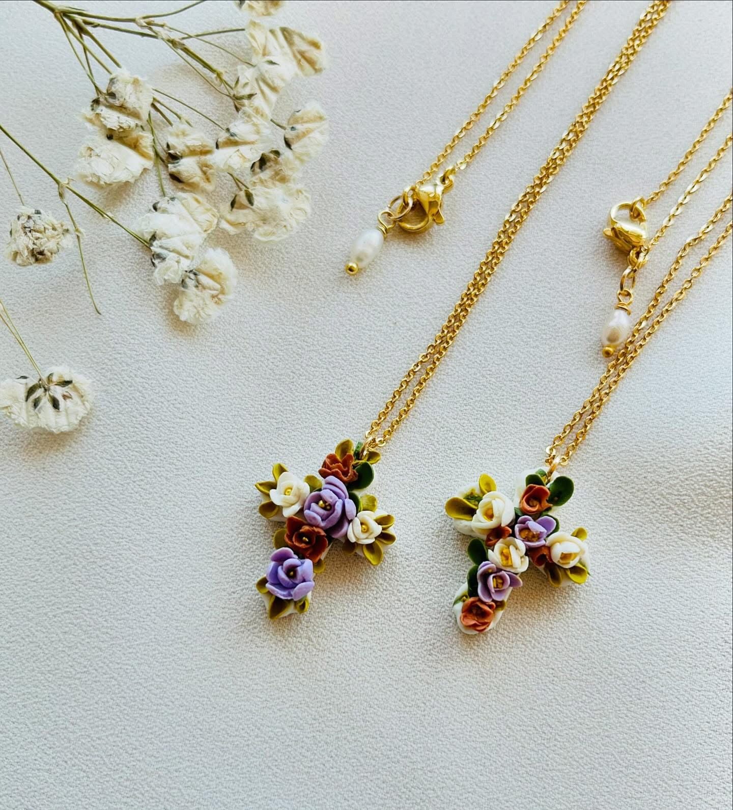 Polymer Clay Floral Cross