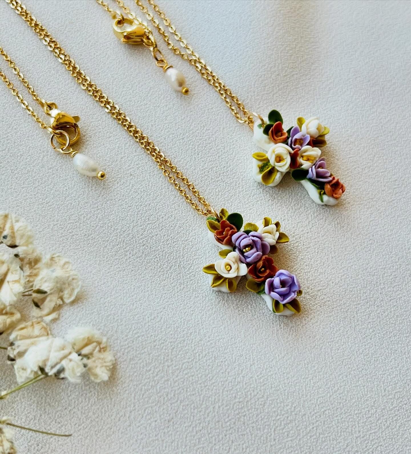 Polymer Clay Floral Cross