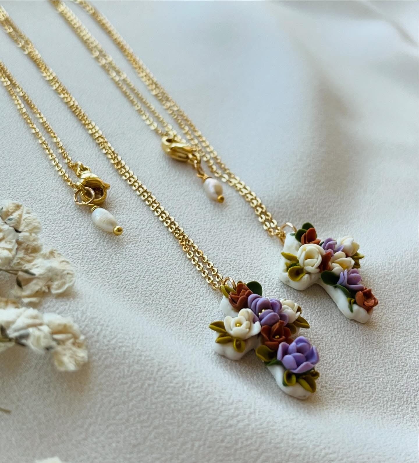 Polymer Clay Floral Cross