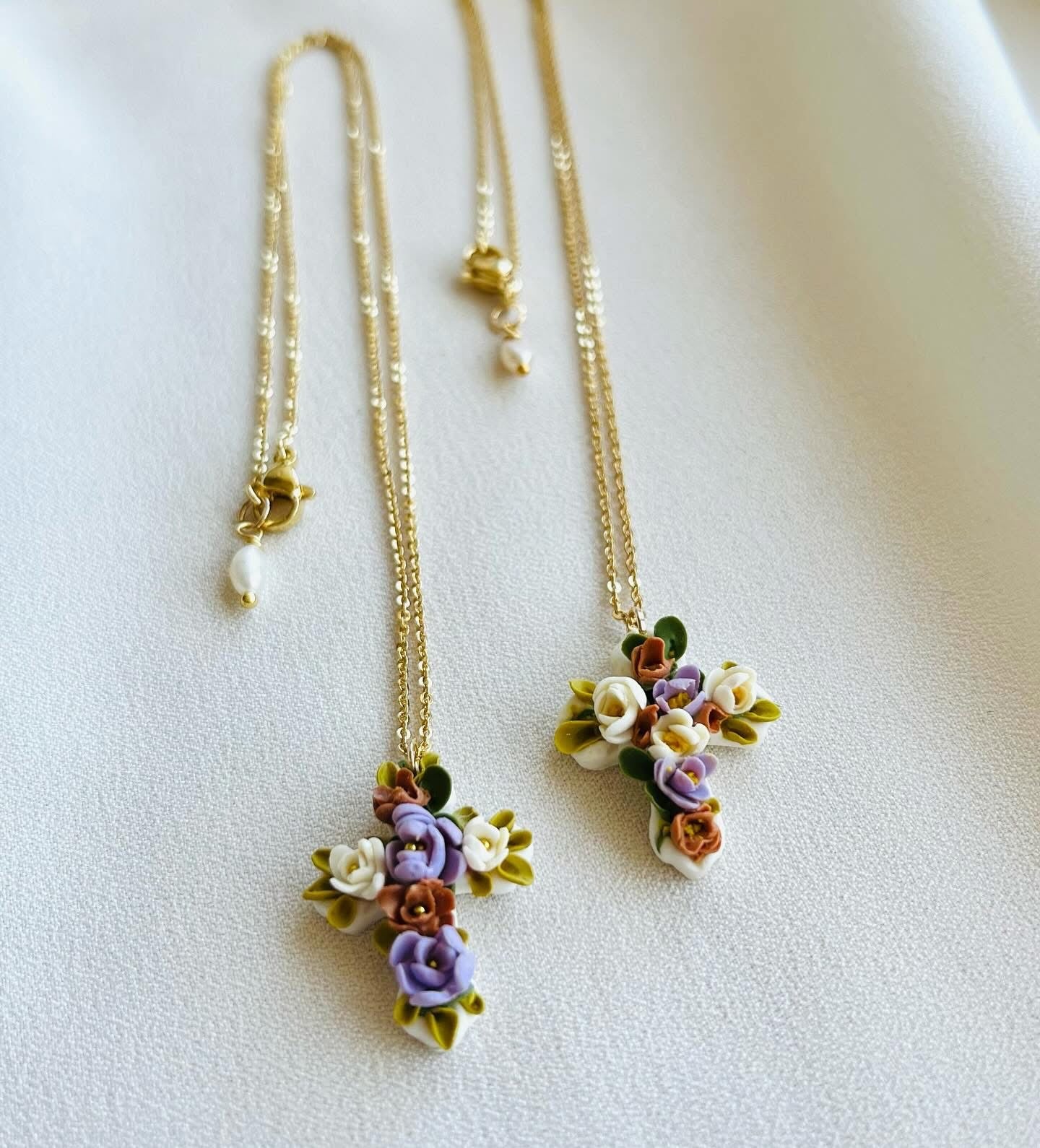 Polymer Clay Floral Cross