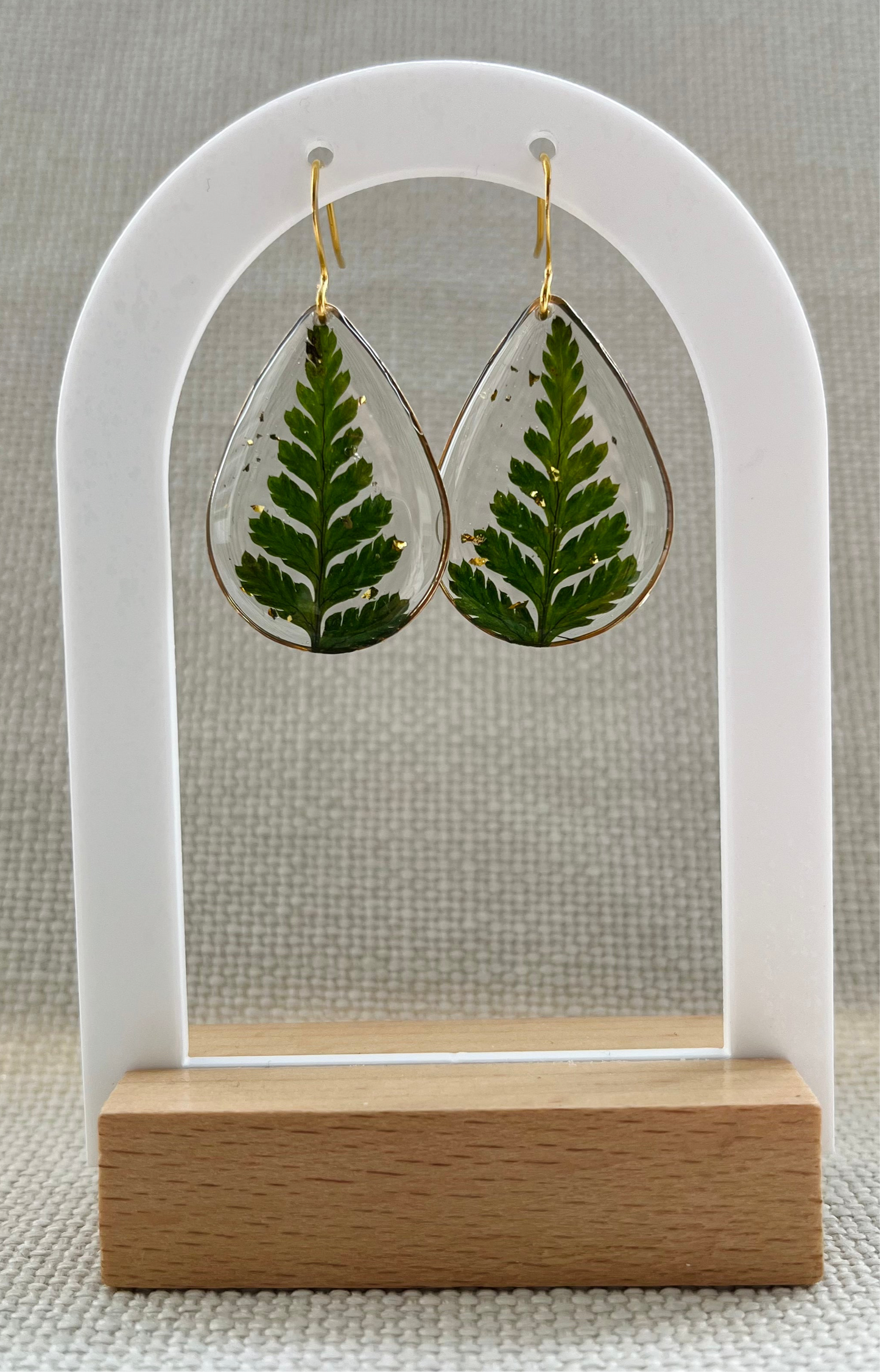 Botanical Collection | Fern Teardrop Earrings | Pressed Flowers