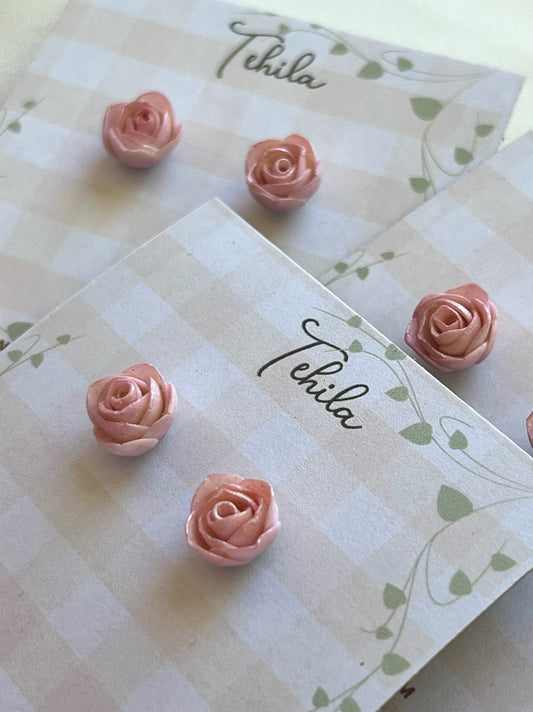 Polymer Clay | English Rose Studs | Hypoallergenic