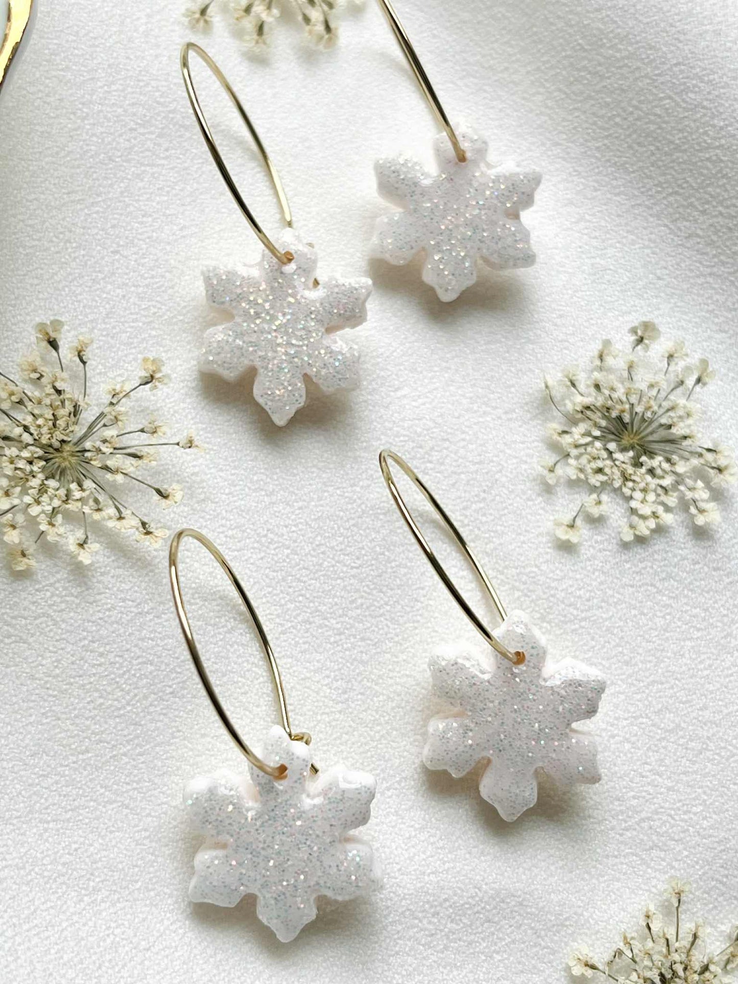 Polymer Clay Snow Flake Earrings