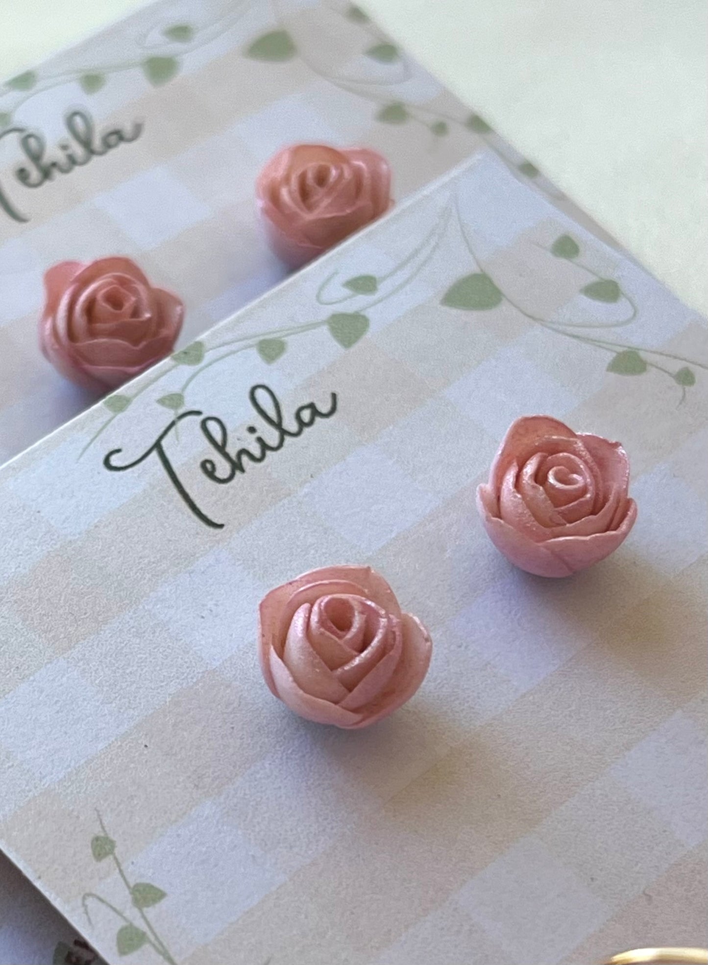 Polymer Clay | English Rose Studs | Hypoallergenic