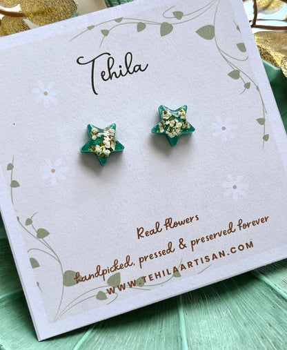 Pressed Flower Star Studs