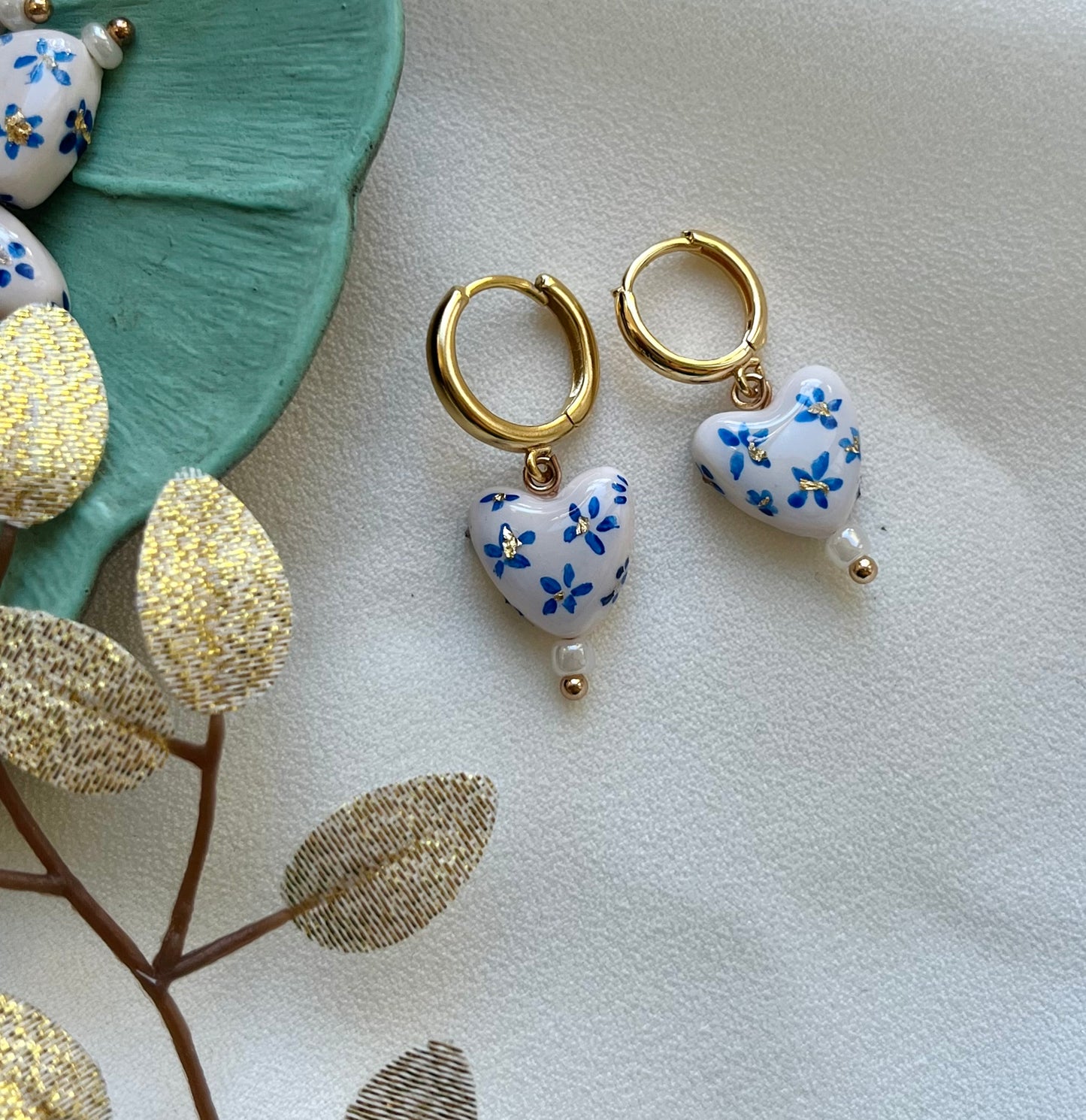 Polymer Clay Hand painted Hearts
