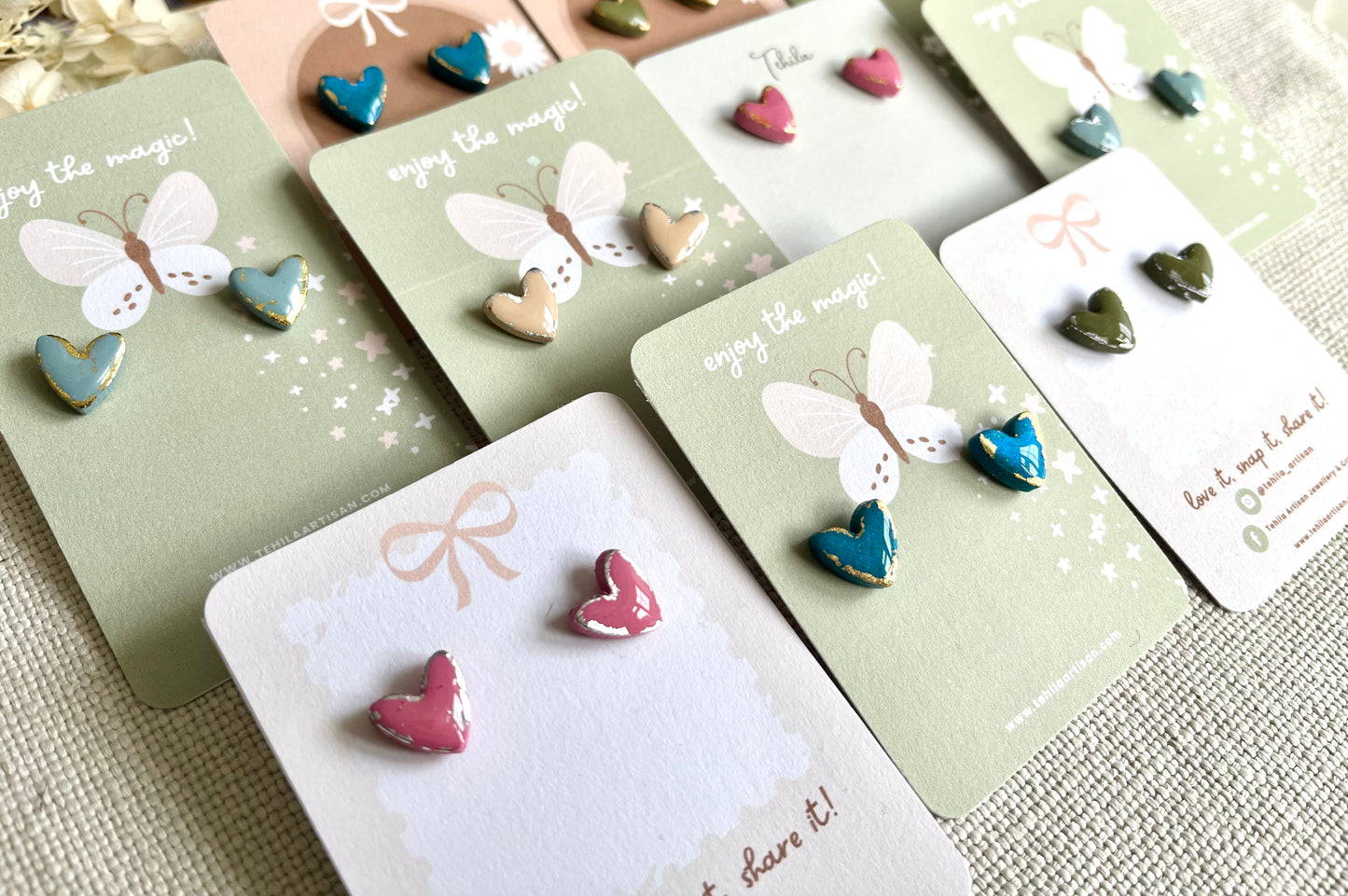 You Are Loved Collection | Polymer Clay | Heart Studs