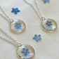Pressed Flowers | Forget Me Not Flowers | Silver Plated