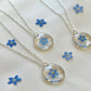 Pressed Flowers | Forget Me Not Flowers | Silver Plated