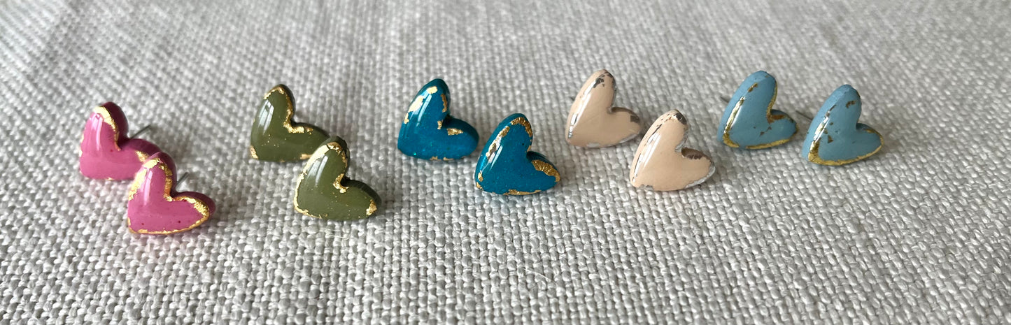 You Are Loved Collection | Polymer Clay | Heart Studs