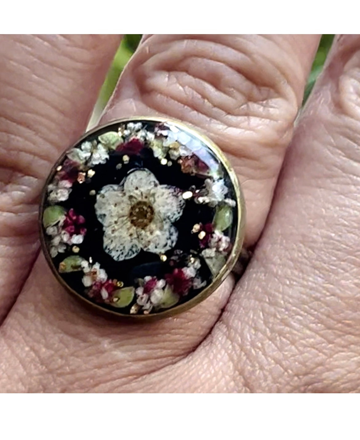 Pressed Flowers | Vintage |Adjustable Ring