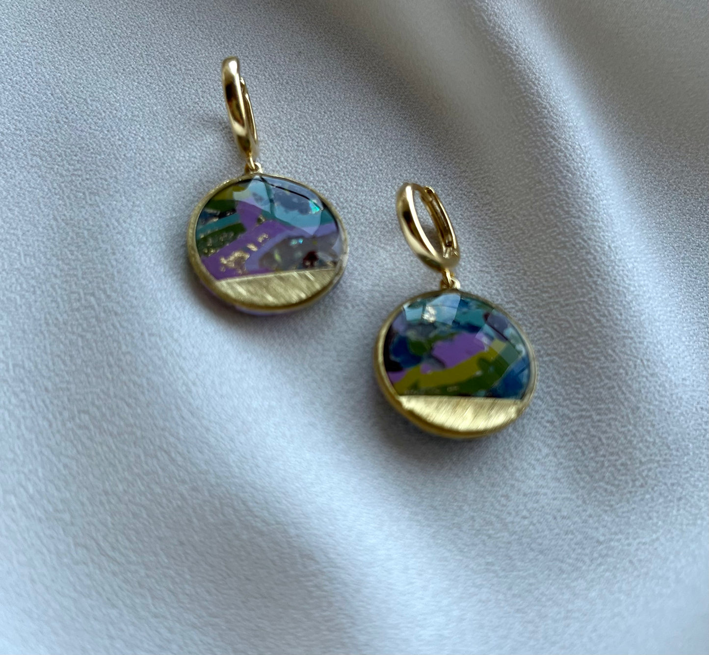 Geode & Pearls Collection |Polymer Clay Earrings