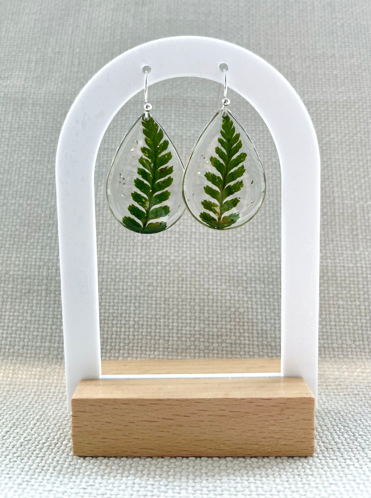 Botanical Collection | Fern Teardrop Earrings | Pressed Flowers