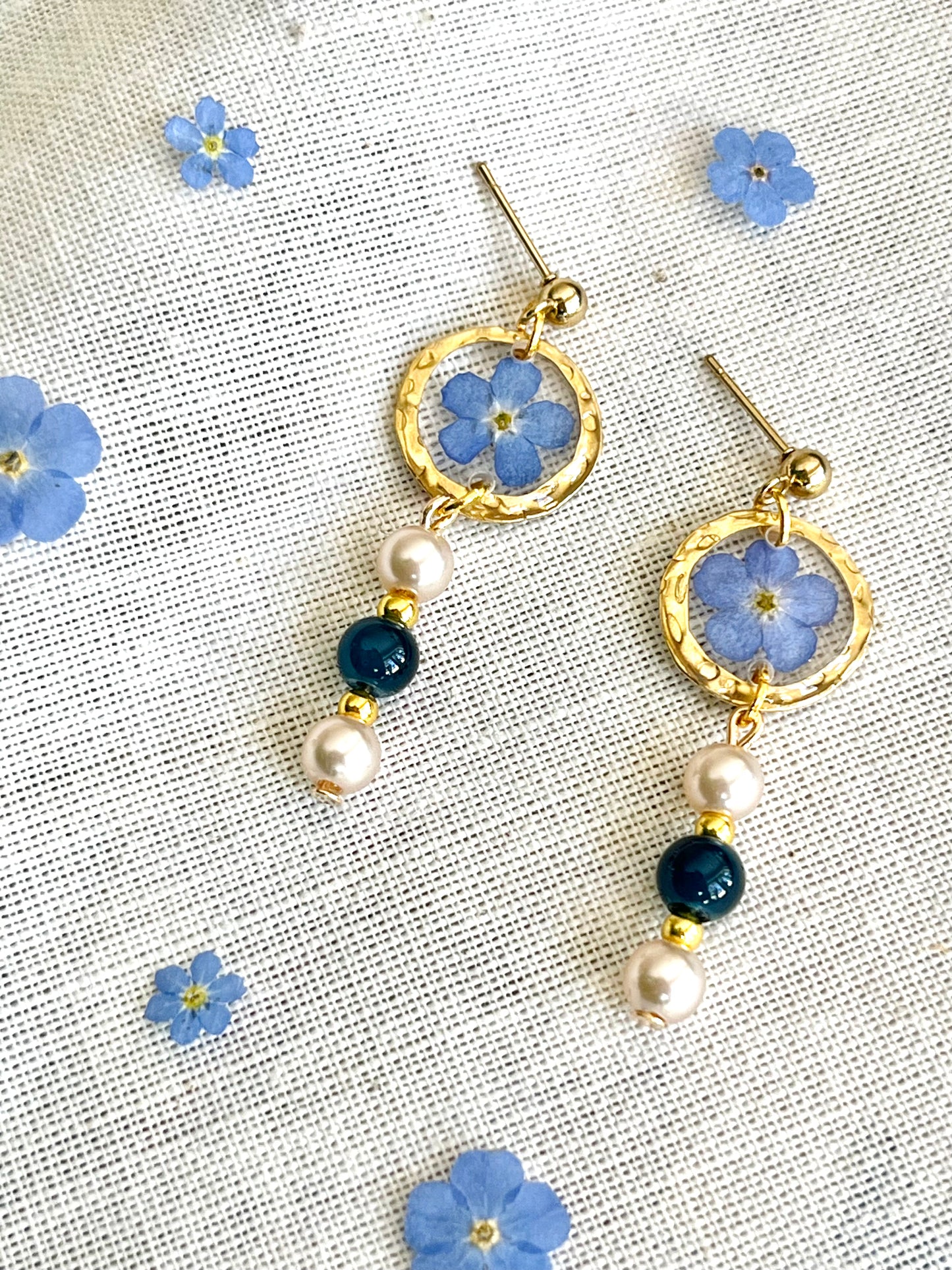 Pressed Flowers | Dangle Earrings | Forget-me-not