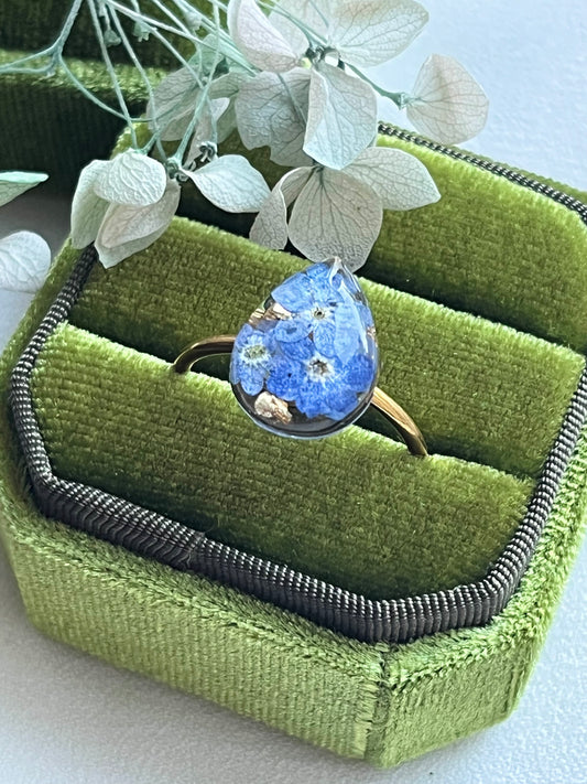 Pressed Flowers | Stainless Steel | Teardrop| Adjustable