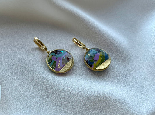 Geode & Pearls Collection |Polymer Clay Earrings