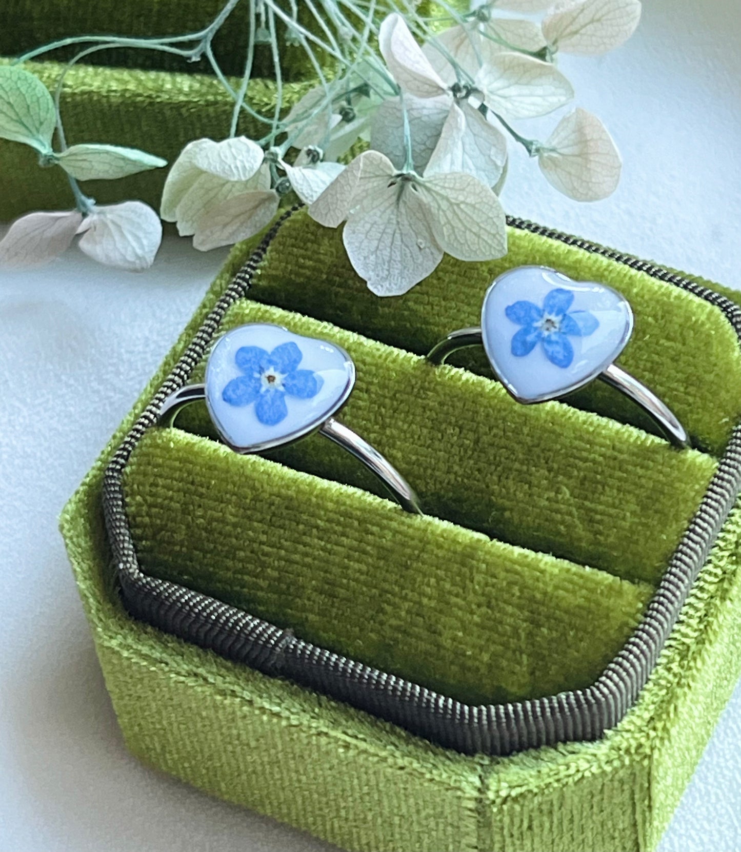 Pressed Flowers | Stainless Steel | Love Heart | Adjustable