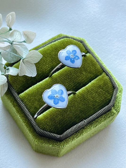 Pressed Flowers | Stainless Steel | Love Heart | Adjustable