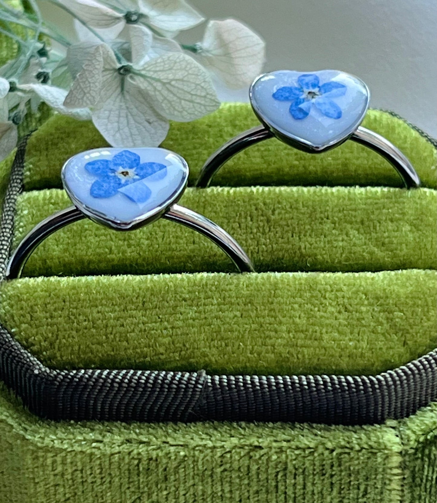 Pressed Flowers | Stainless Steel | Love Heart | Adjustable