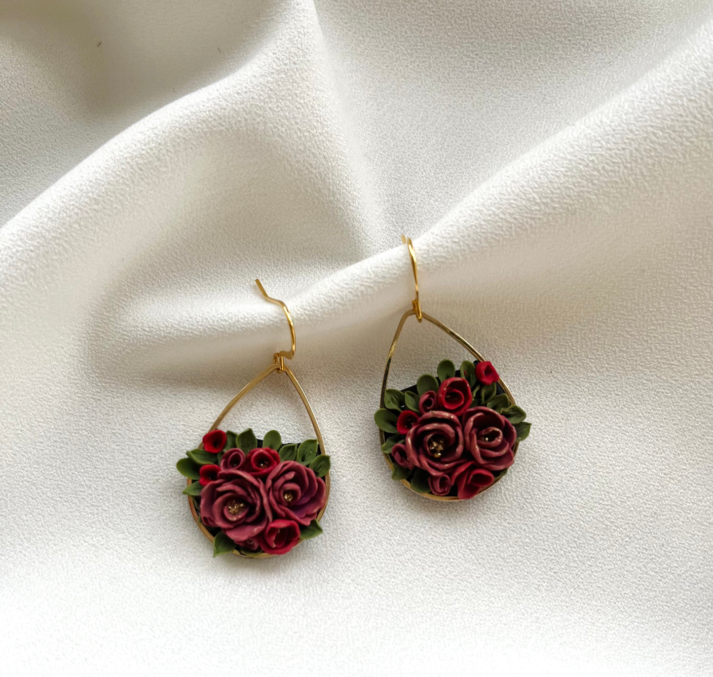 Polymer Clay Earrings  | English Rose Garden