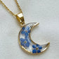 Pressed Flowers | Crescent Moon Necklace
