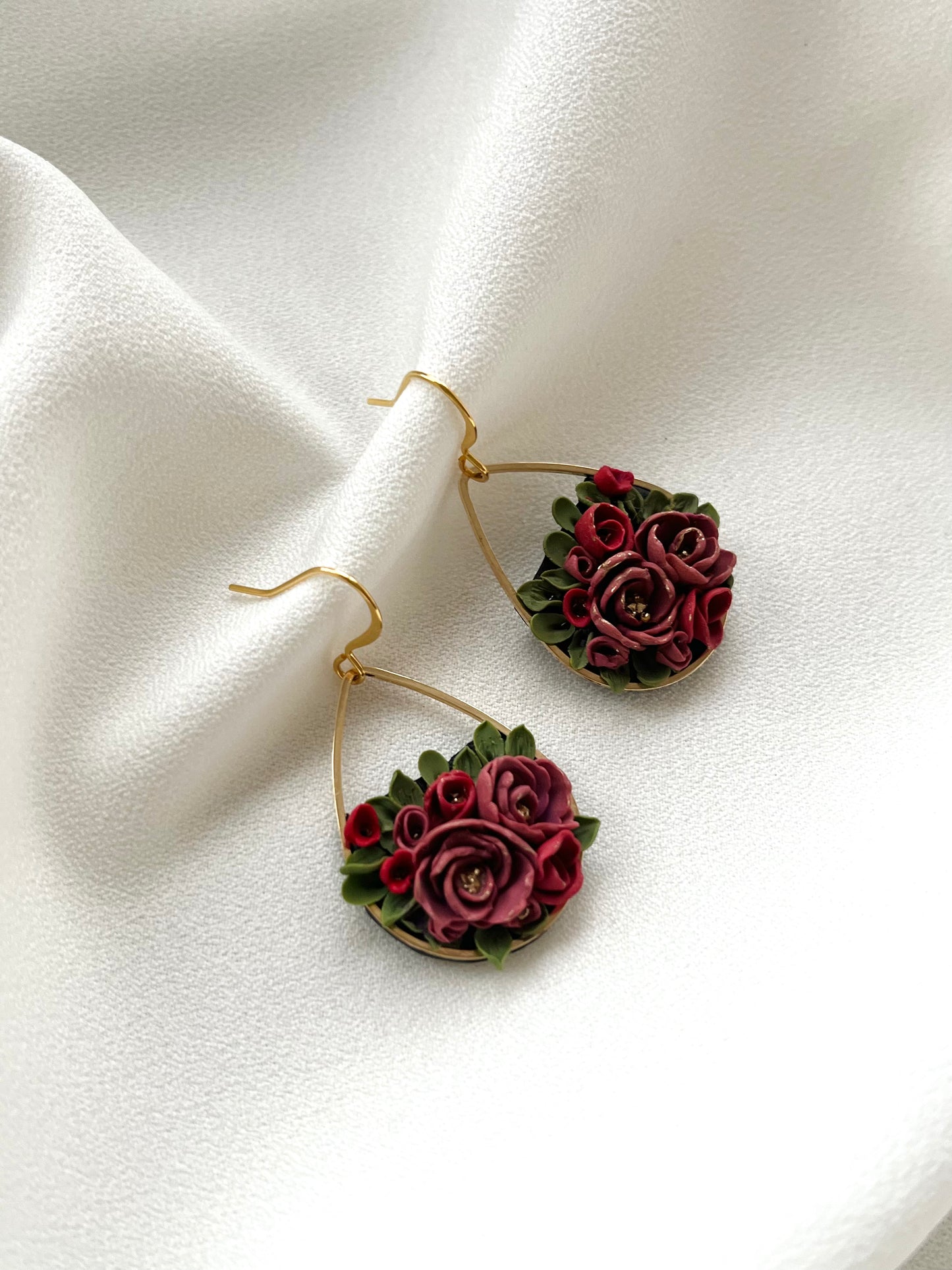 Polymer Clay Earrings  | English Rose Garden