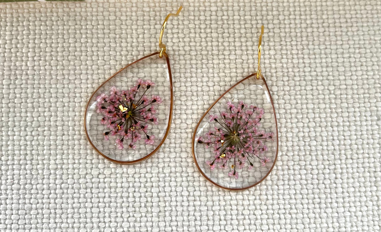 You Are Loved Collection | Real Pressed Flower Earrings | Lilac Anne's Lace