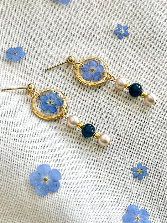 Pressed Flowers | Dangle Earrings | Forget-me-not