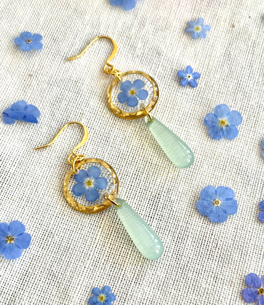 Pressed Flowers | Dangle Earrings | Forget-me-not