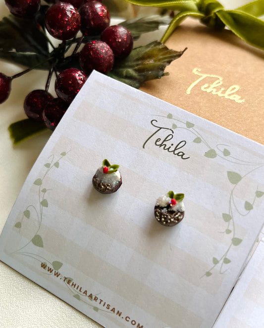 Polymer Clay| Christmas Pudding Studs