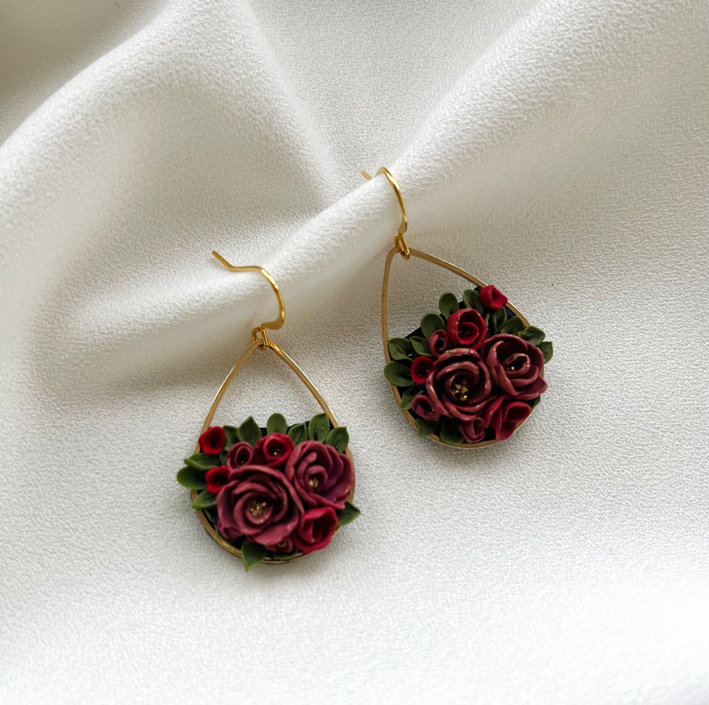 Polymer Clay Earrings  | English Rose Garden