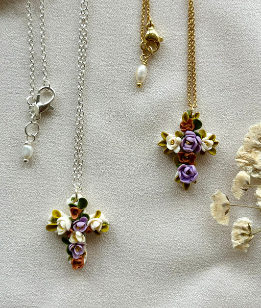 Polymer Clay Floral Cross