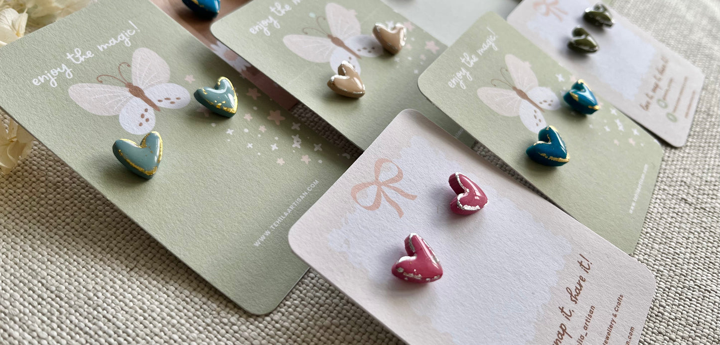 You Are Loved Collection | Polymer Clay | Heart Studs