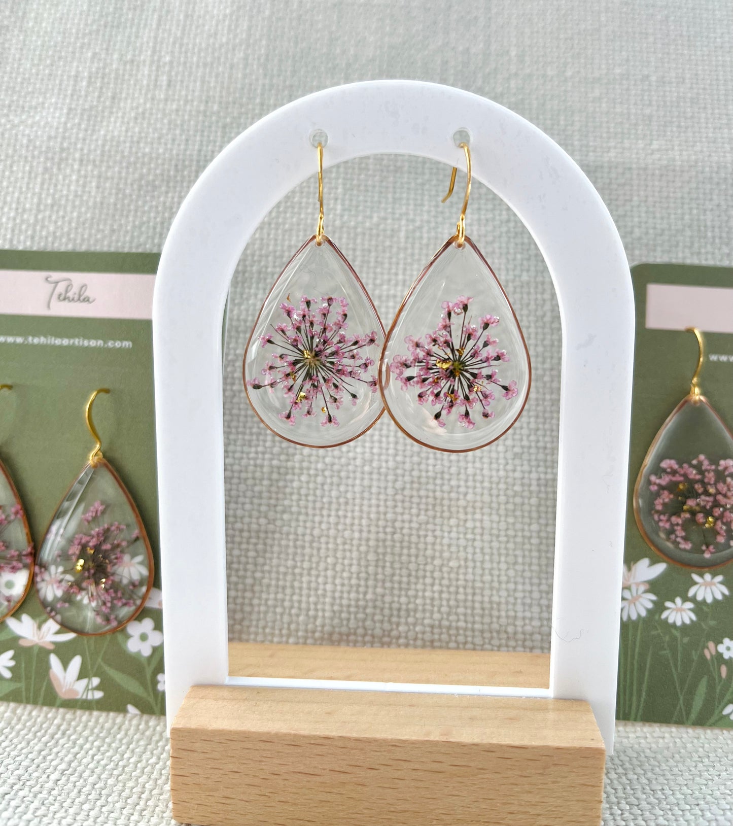 You Are Loved Collection | Real Pressed Flower Earrings | Lilac Anne's Lace