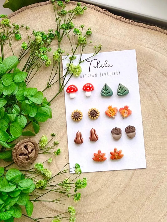 Autumn Collection | Forest Stud Pack | Polymer Clay | Hypoallergenic