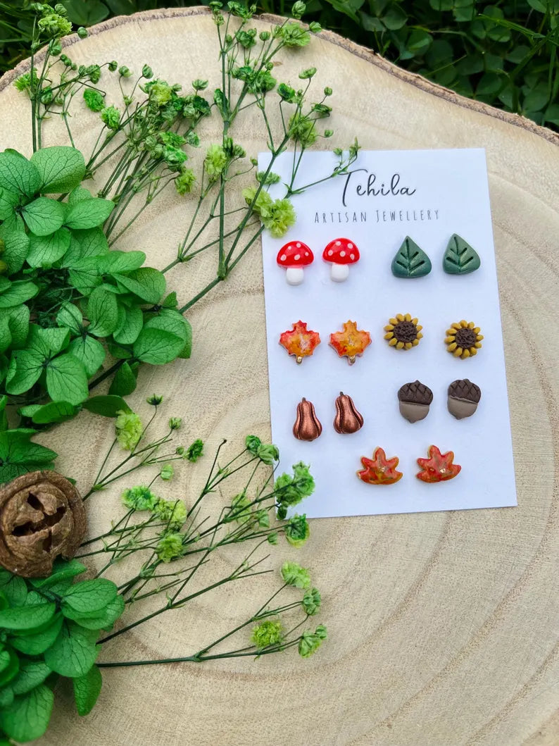 Autumn Collection | Forest Stud Pack | Polymer Clay | Hypoallergenic