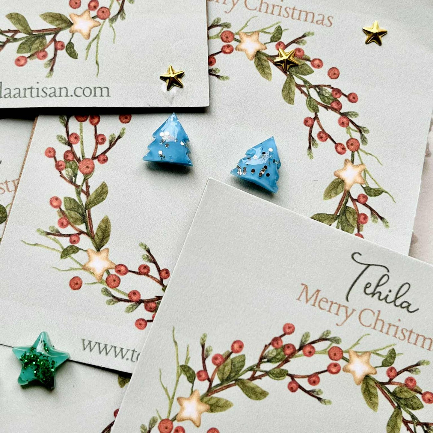 Sparkly Christmas Tree Studs