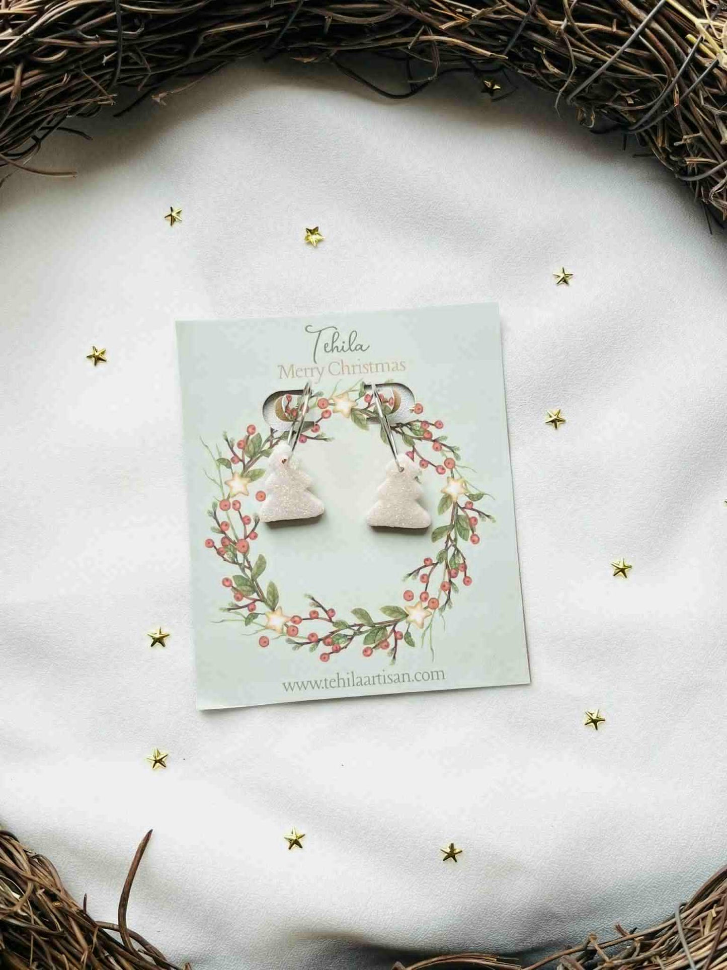 Polymer Clay Christmas Tree Earrings