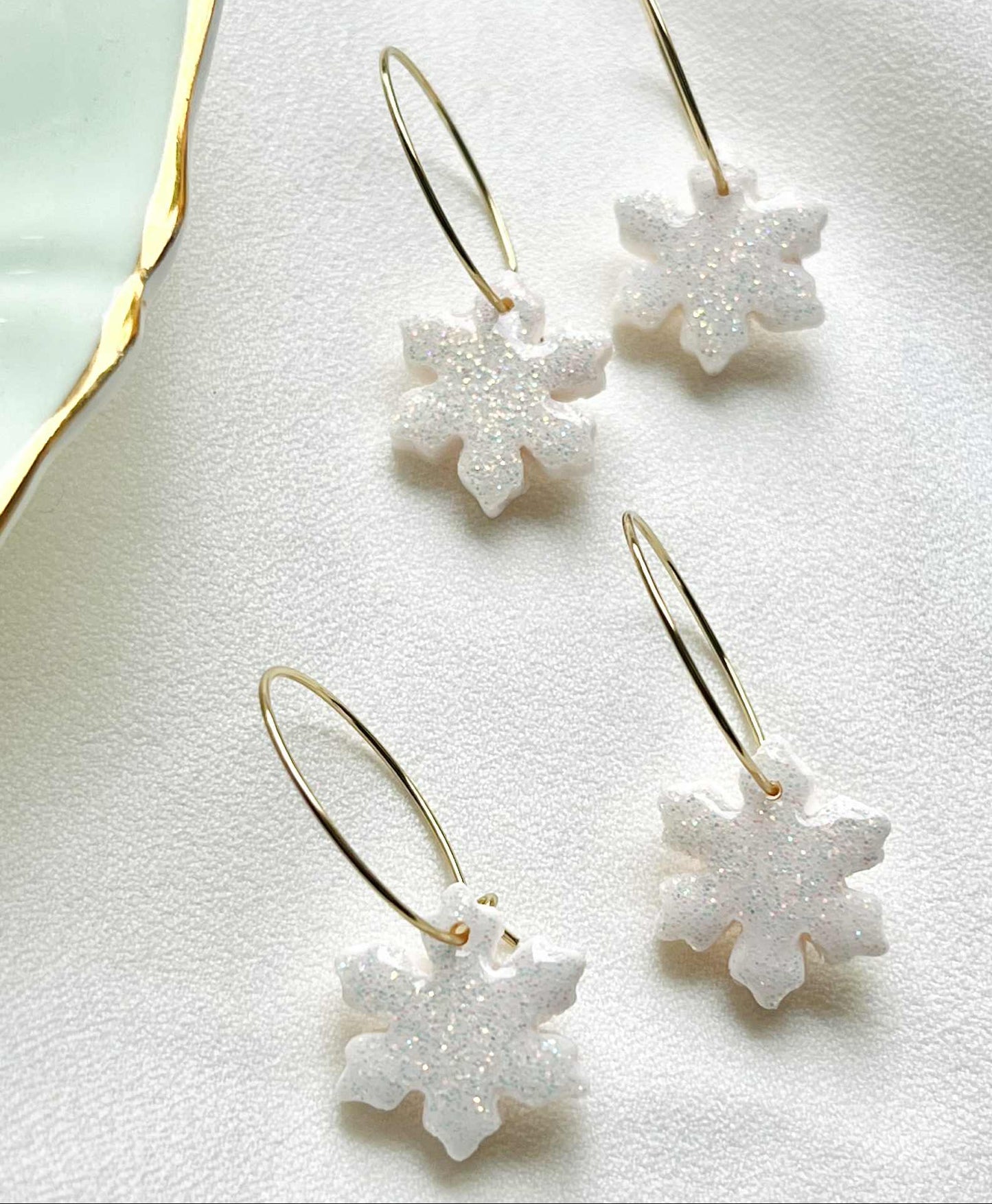 Polymer Clay Snow Flake Earrings