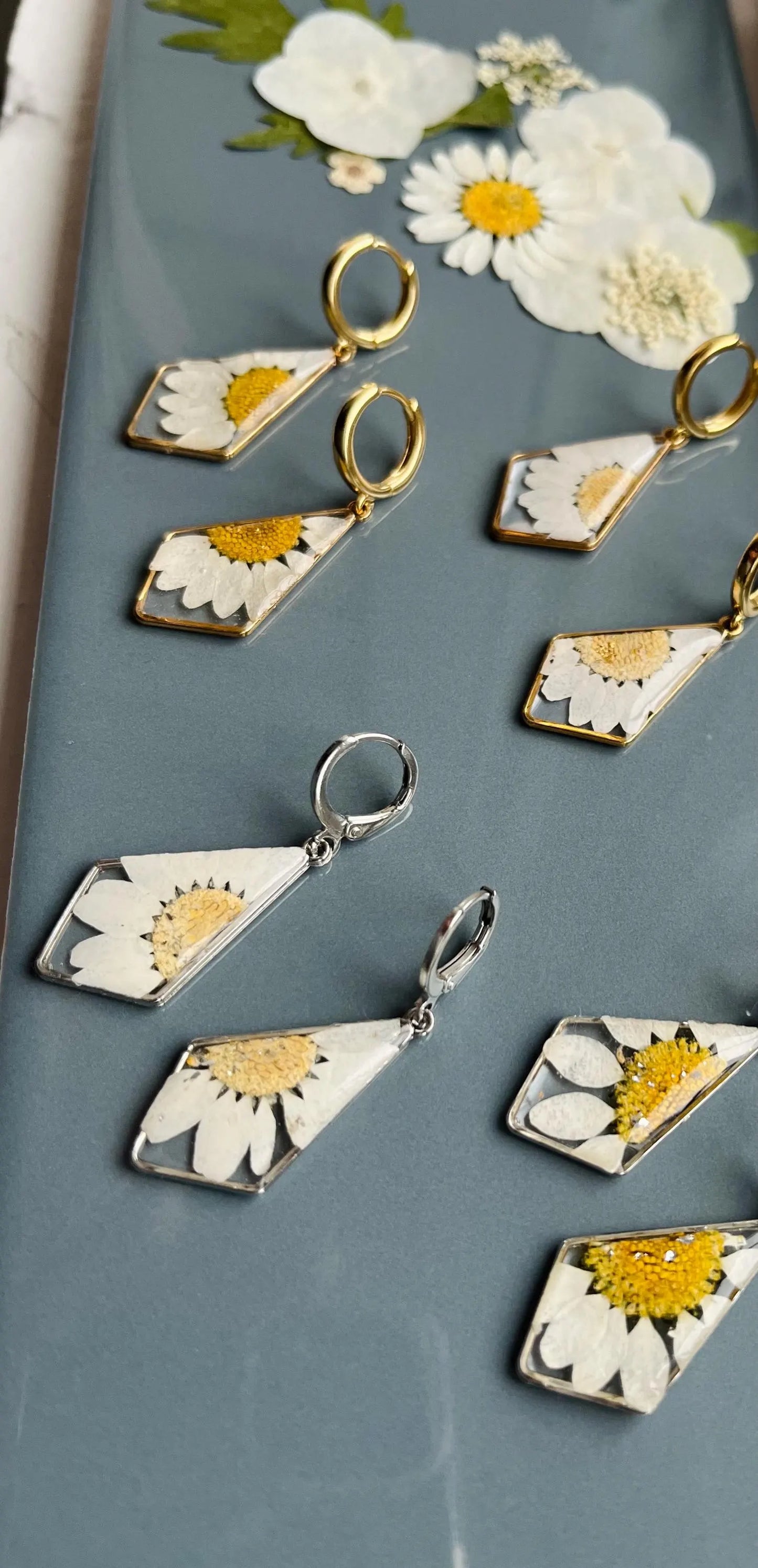 Daisy Collection | Pressed Flower Earrings | Wild Flowers