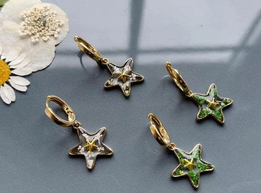 Pressed Flower Earrings | Wild Flowers |Stars